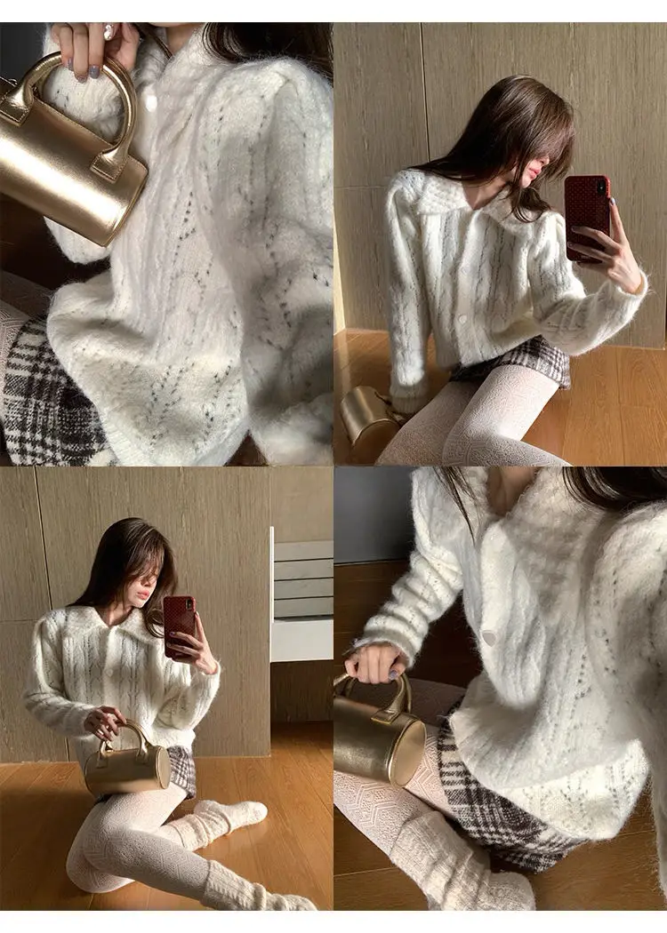 강아지 자수 한국인기 루즈 가디건 상세 이미지 2