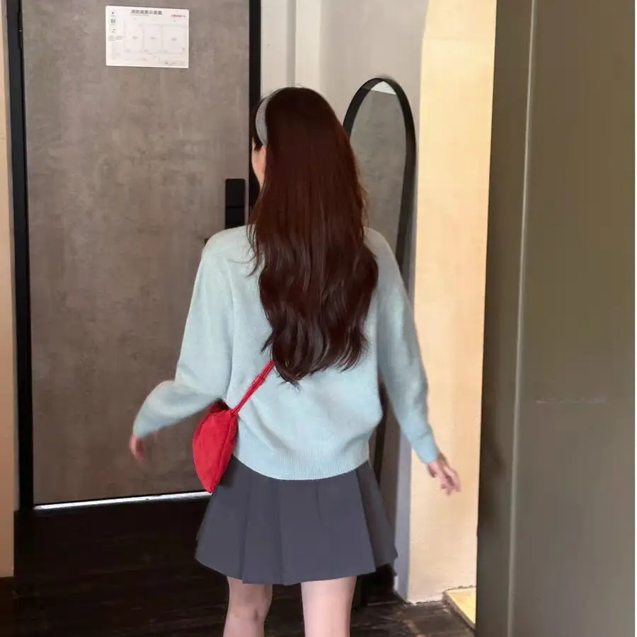 컬러 배색 폴드 칼라 니트 상세 이미지 5