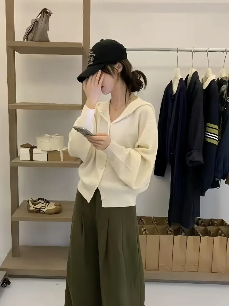 후드 니트 가디건 상세 이미지 3