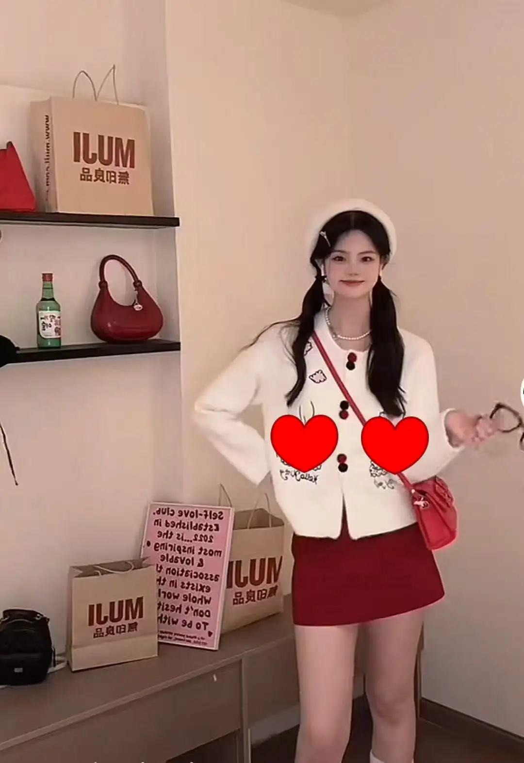 캐릭터 자수 루즈핏 니트 가디건 상세 이미지 1