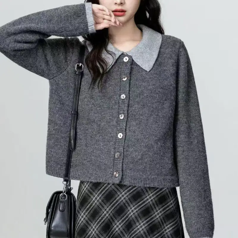 레이어드 V넥 니트 가디건 상세 이미지 3