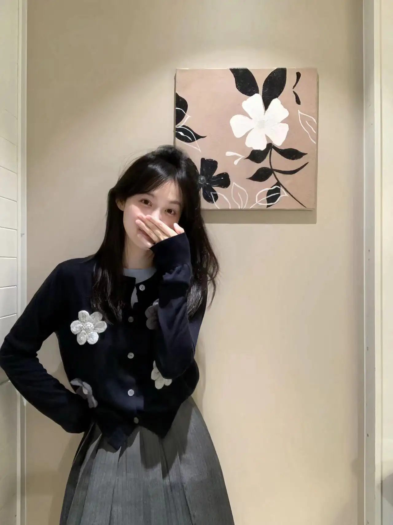입체 플라워 니트 가디건 상세 이미지 6