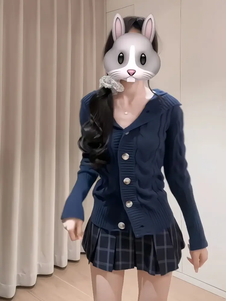 프레피 후드 니트 가디건 상세 이미지 5