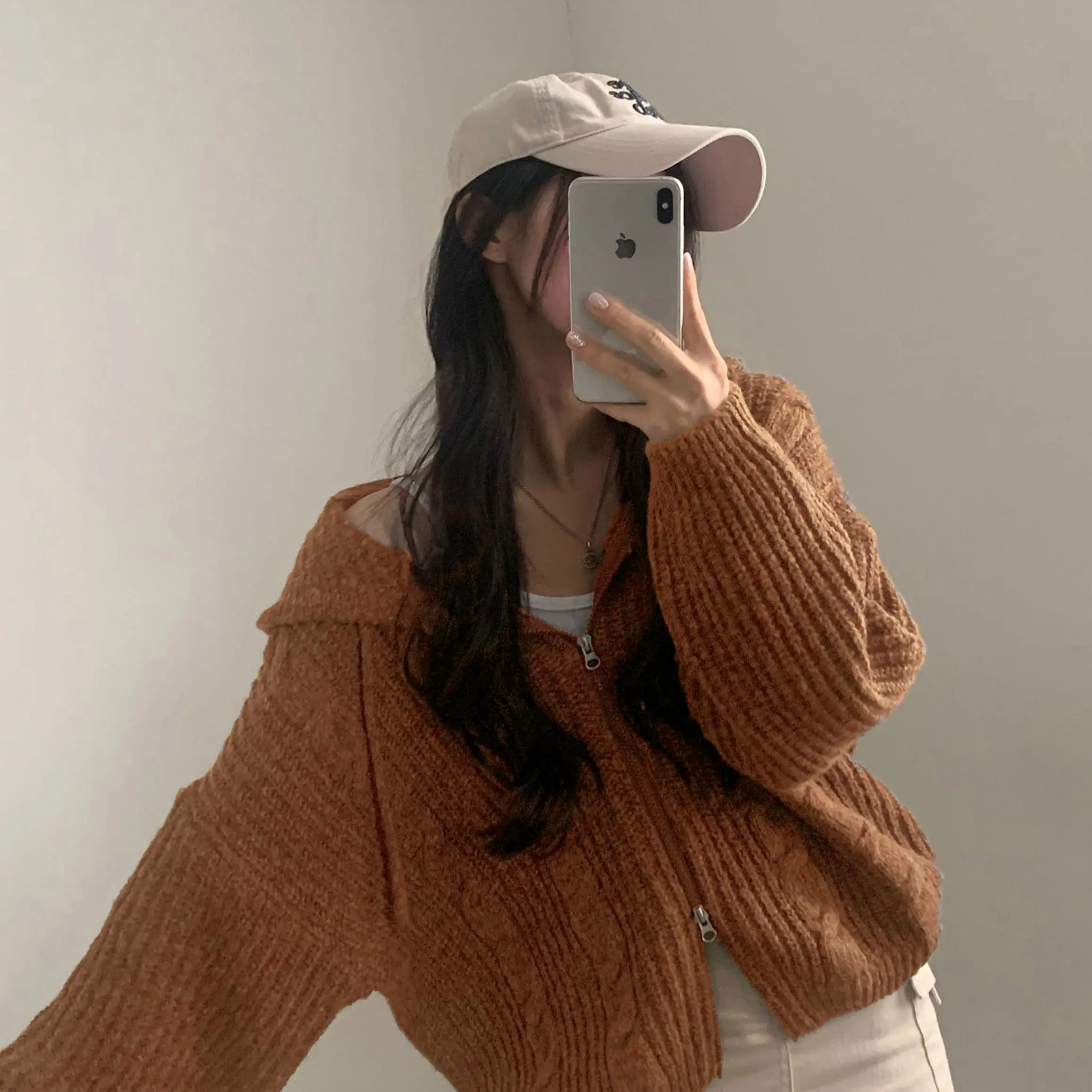 꽈배기 패턴 후드 긴소매 가디건 상세 이미지 4