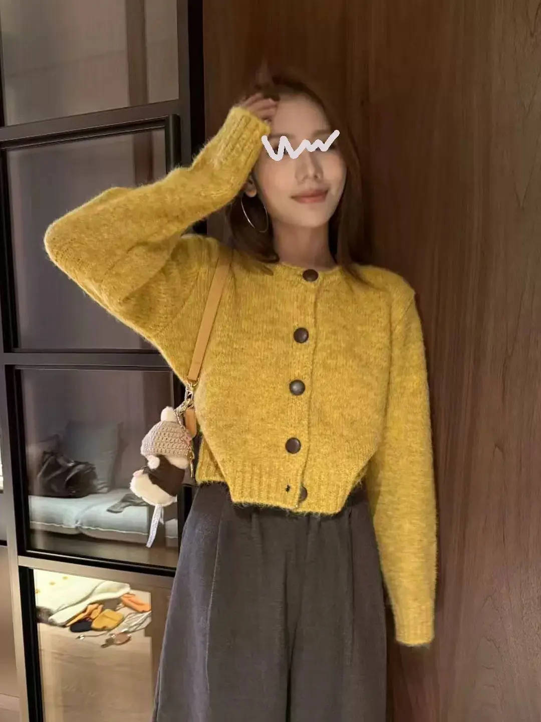 한국인기 루즈핏 대형 버튼 가디건 상세 이미지 6