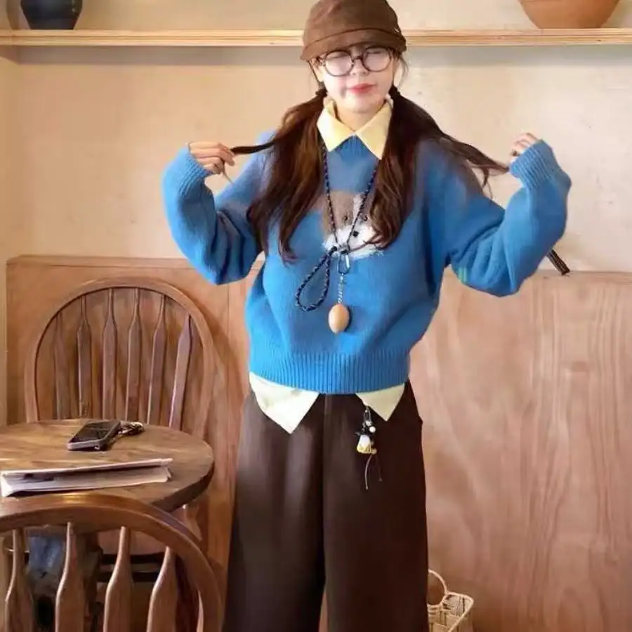 강아지 자카드 루즈 니트 상세 이미지 1