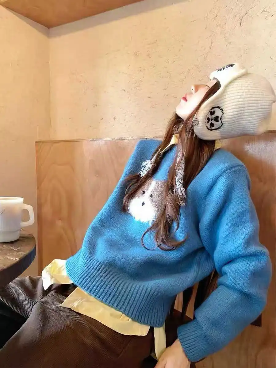 강아지 자카드 루즈 니트 상세 이미지 3