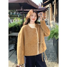 批发<b class='q'>蕾丝</b>拼接双面羊毛呢外套女秋冬2025新款小个子甜美巨好看大衣短款