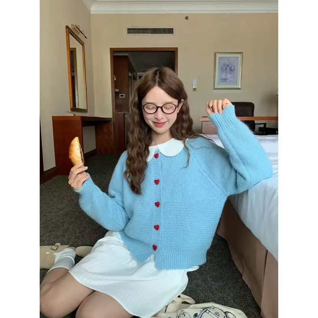 하트 버튼 니트 가디건 상세 이미지 1