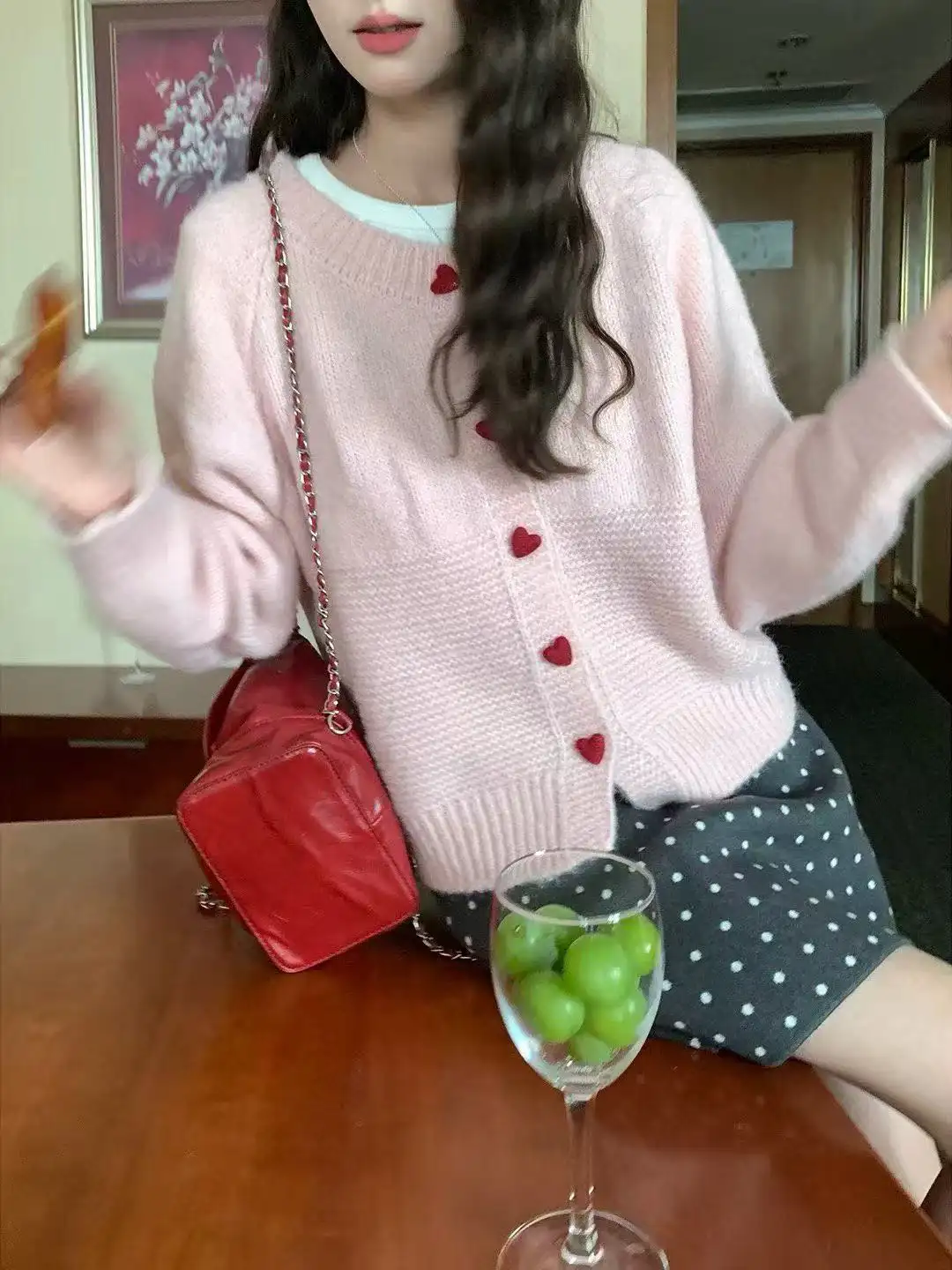 하트 버튼 니트 가디건 상세 이미지 3
