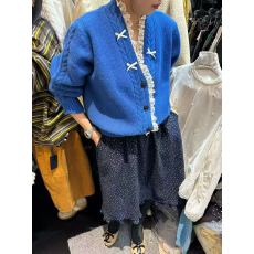 批发韩国<b class='q'>东大门</b><b class='q'>代购</b>秋季款纯色蝴蝶结V领针织开衫