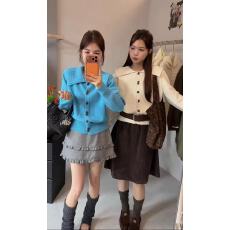 批发2025新时尚娃娃领毛衣外套女<b class='q'>韩版</b>加厚复古宽松针织开衫上衣外搭油