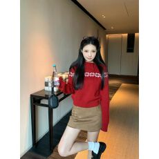 批发浪漫雪花'北欧费尔岛提花针织衫女软糯宽松高领黑色毛衣冬