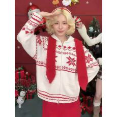 批发费尔岛提花拉链毛衣<b class='q'>开衫</b>外套不带帽子