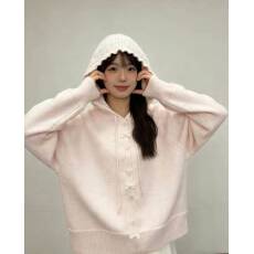 批发毛衣女春新款穿搭韩系连帽针织开衫外套慵懒风独特漂亮上衣