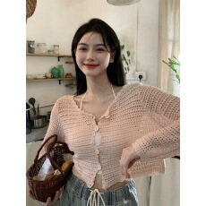 批发<b class='q'>罩衫</b>镂空<b class='q'>针织衫</b>薄款防晒衣开衫小外套女夏设计感小众短款外搭上衣