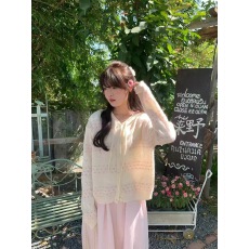 批发hollyii 韩系休闲镂空氛围感纽扣连帽针织开衫上衣女2026春季新款