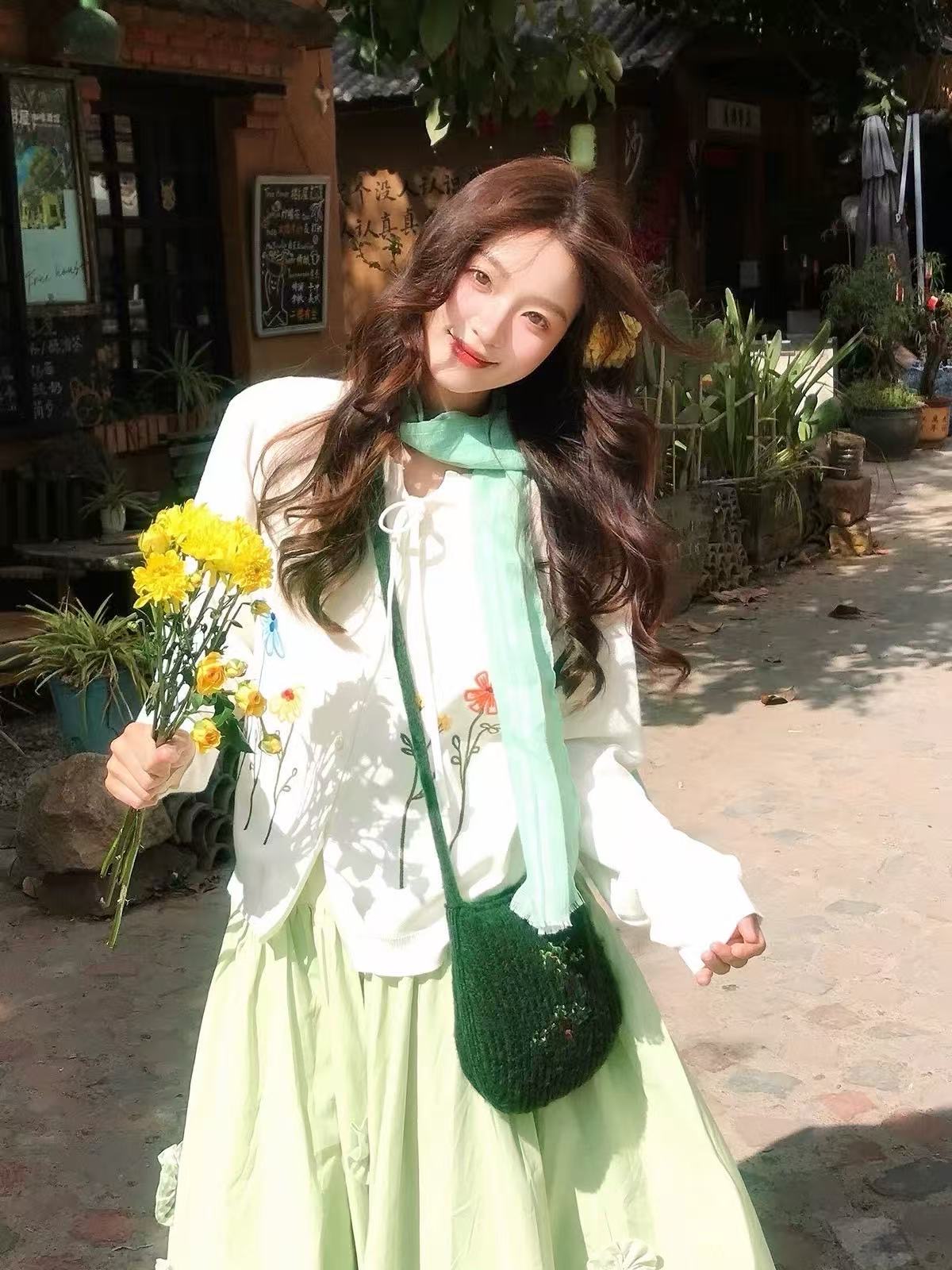 운남 관광 여성 봄 센 부서 문예 얇은 스타일 부서 목 외부 가져 가라. 숄
