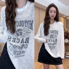 批发做旧字母针织衫2026年春季新款显瘦百搭长袖女