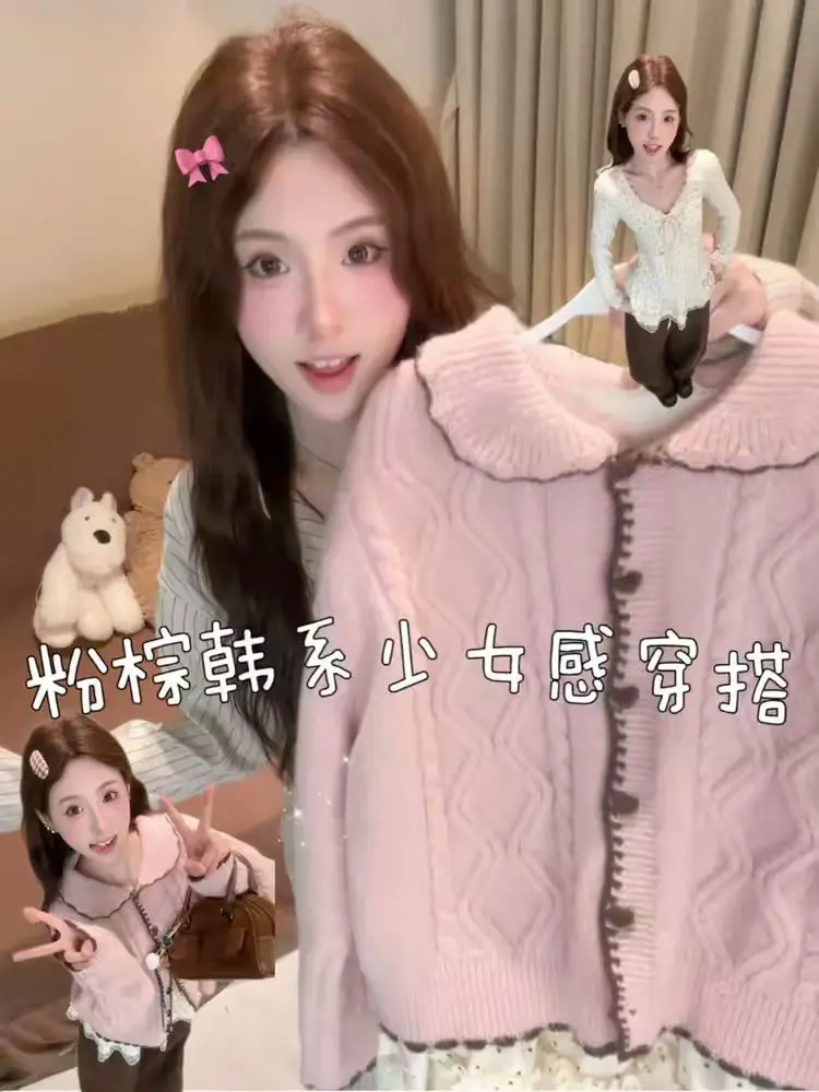 러블리 꽈배기 니트 가디건 상세 이미지 1