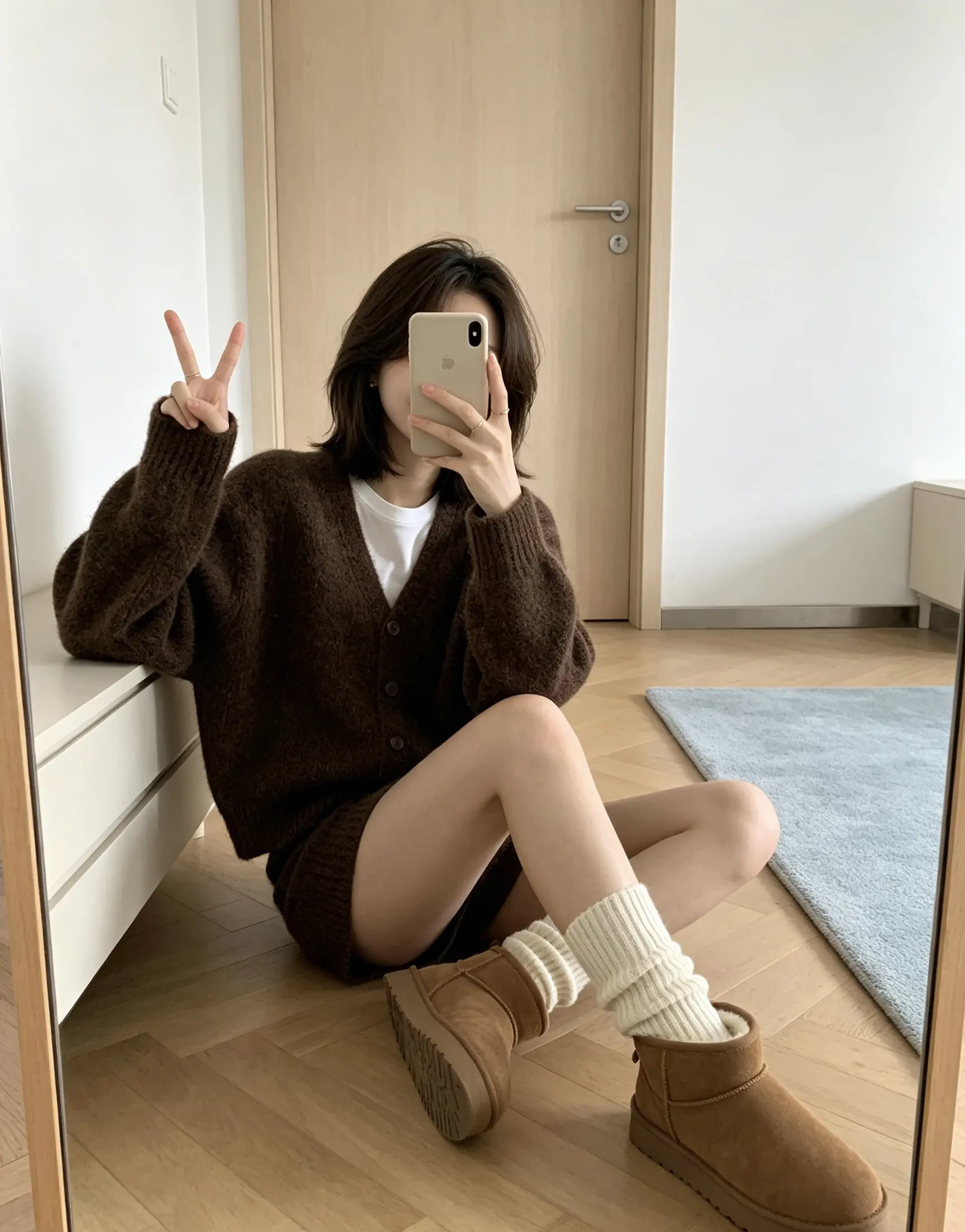 V넥 가디건 니트 상세 이미지 2
