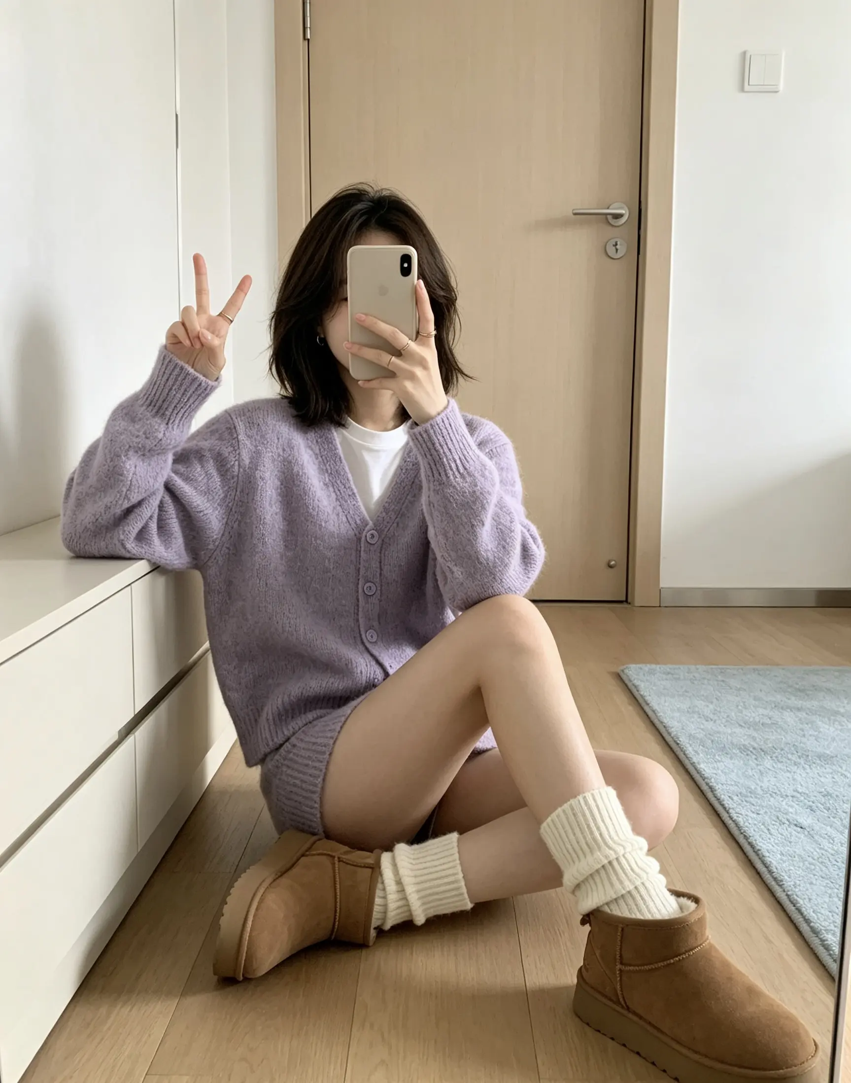 V넥 가디건 니트 상세 이미지 6