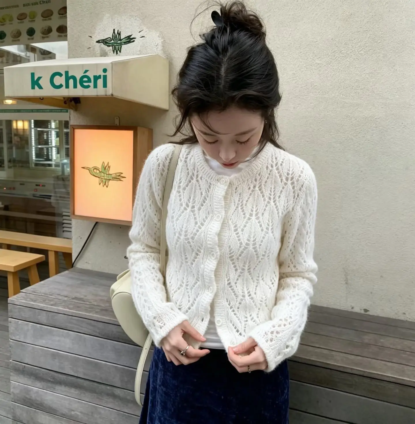 루즈핏 오픈 니트 가디건 상세 이미지 6