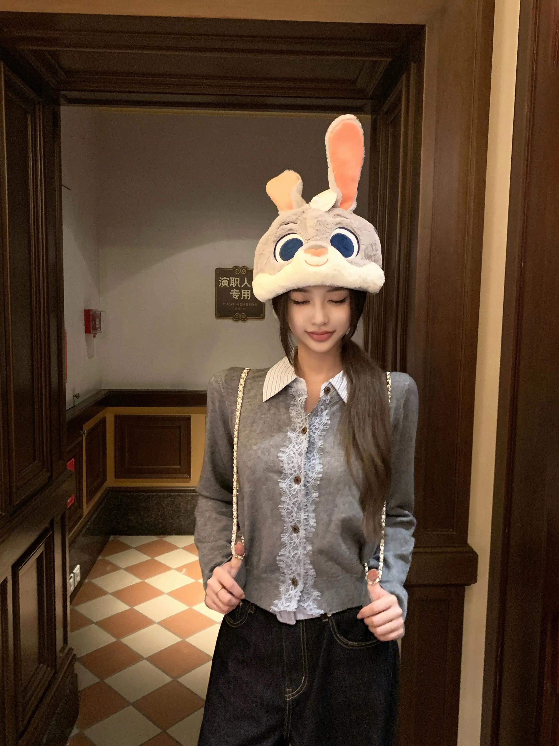 레이스 폴드 칼라 니트 가디건 상세 이미지 4