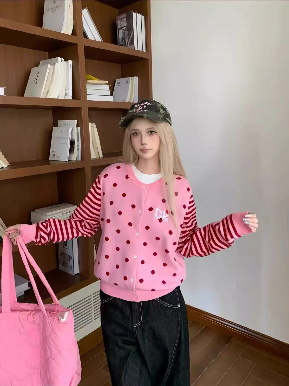 레트로 도트 가디건 상세 이미지 1