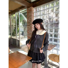 批发2026新款秋韩系复古系带少女感毛衣女开衫外穿打底针织衫上衣