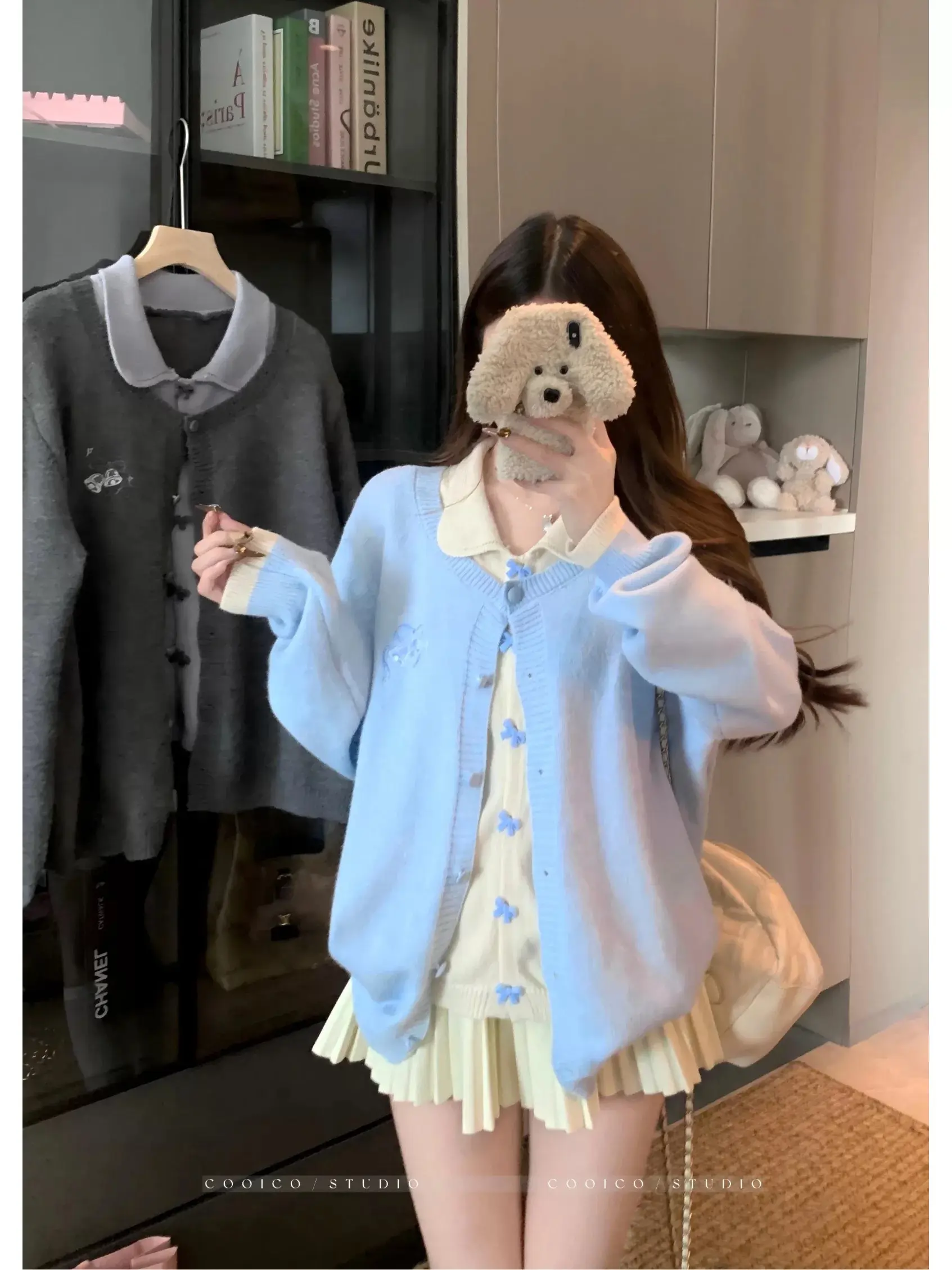 나비 리본 퍼플 가디건 상세 이미지 2