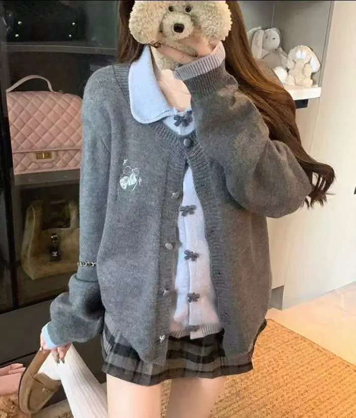 나비 리본 퍼플 가디건 상세 이미지 7