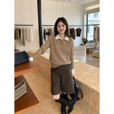 批发高智衬<b class='q'>衣</b>款毛衣气质老钱好穿衬衣领毛衣套头针织<b class='q'>衫</b>
