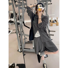批发韩系松弛感灰色针织<b class='q'>套装</b>