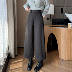 批发实拍小个子毛呢长裤女秋冬季休闲裤弯刀裤时髦气球裤气质<b class='q'>打底裤</b>