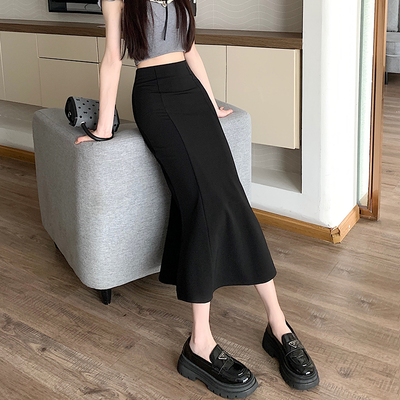 실사 ol 경력 바람 반신 스커트 여성 하이웨이스트 슬림해 보이는 타이트 스커트 인어 꼬리 스커트 프릴 반신 스커트 중간 길이 치마