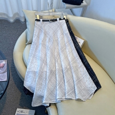 批发实拍2026新款薄款不规则<b class='q'>半身裙</b>女亚麻中<b class='q'>长裙</b>格子A字裙不规则摆裙