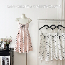 批发2026新款【波点连衣裙】纯欲木耳边a字吊带裙/针织开衫女早春实拍