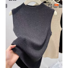 批发气质半高领无袖针织背心女2025早秋新款洋气纯色羊毛内搭外穿上衣