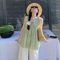 夏季新款孕妇气质小清新减龄蕾丝拼接无袖上衣