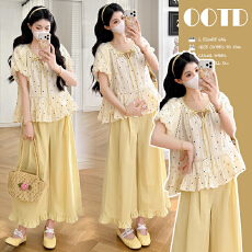 批发实拍—2026夏季新款波点<b class='q'>孕妇</b><b class='q'>娃娃</b>款<b class='q'>上衣</b>+阔腿裤两件套