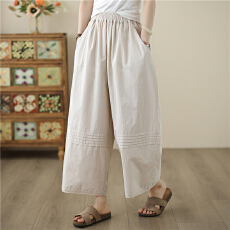 批发实拍春夏新品日系简约文艺松紧腰休闲慵懒宽松百搭休闲<b class='q'>裤</b>