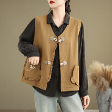 批发2026<b class='q'>夏</b>季新短款马甲女宽松刺绣文艺复古简约棉质复古背心上衣百搭