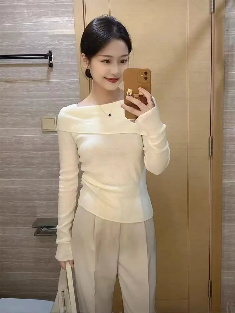 오프숄더 긴소매 니트 상세 이미지 6
