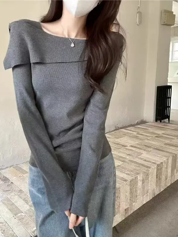 오프숄더 긴소매 니트 상세 이미지 19