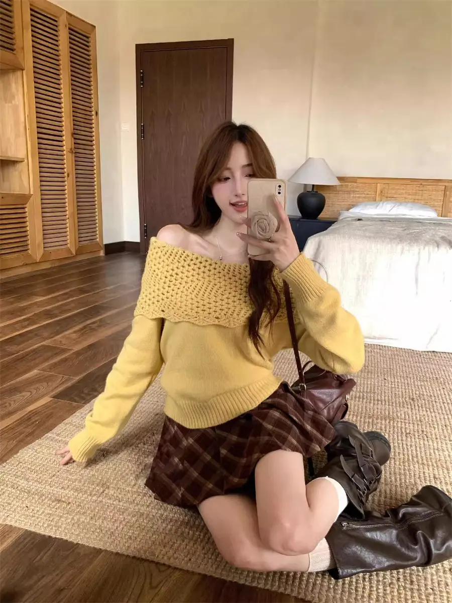 빈티지 오프숄더 니트 상세 이미지 5