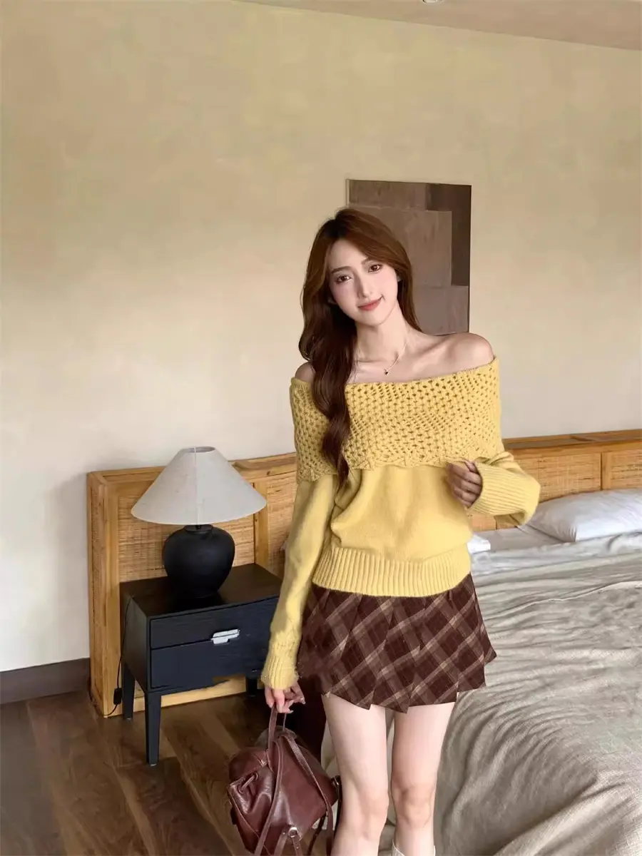 빈티지 오프숄더 니트 상세 이미지 8