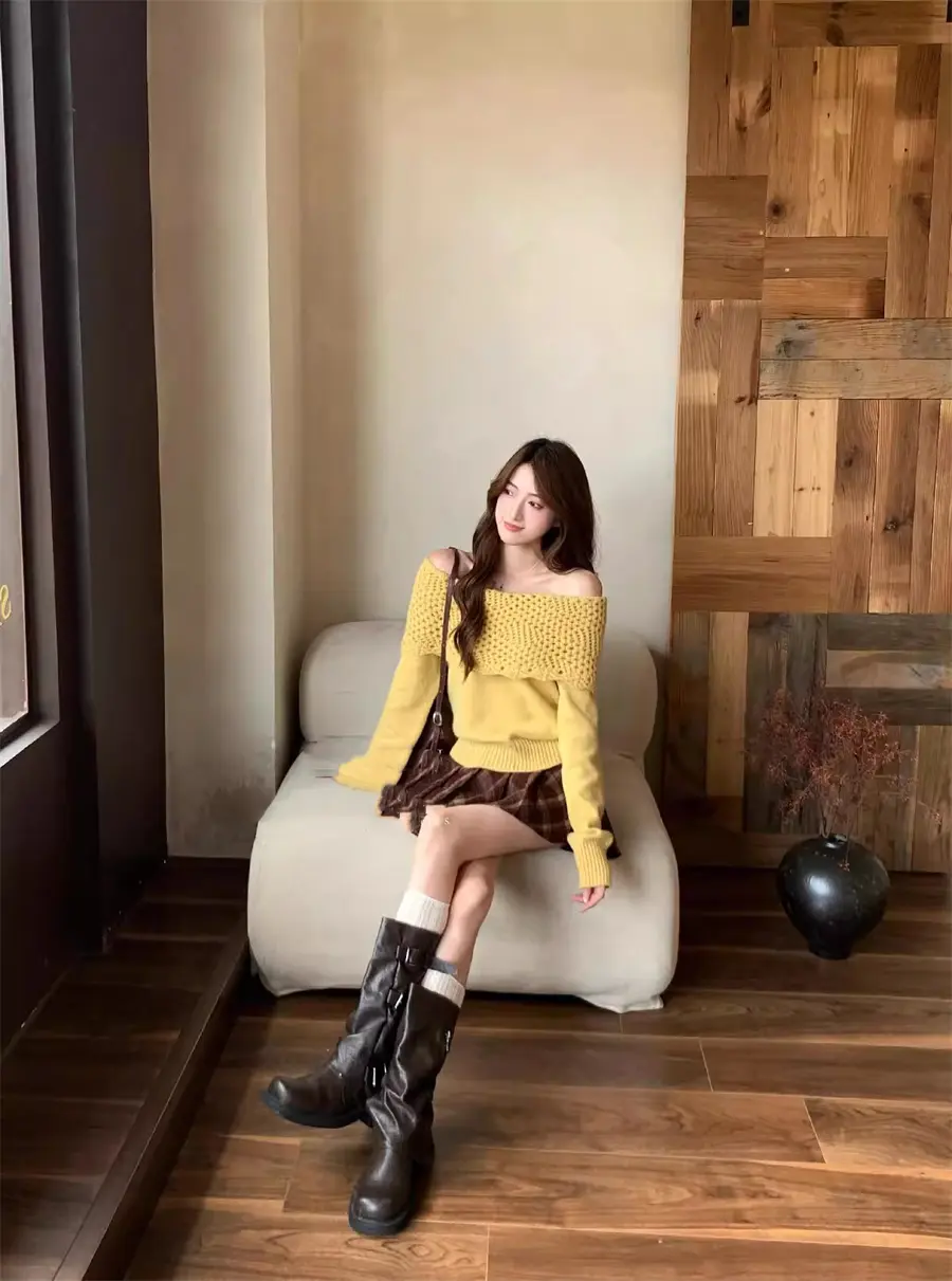빈티지 오프숄더 니트 상세 이미지 9