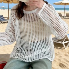 批发<b class='q'>大码</b>镂空长袖防晒针织衫女夏薄款罩衫空调衫胖mm宽松显瘦上衣
