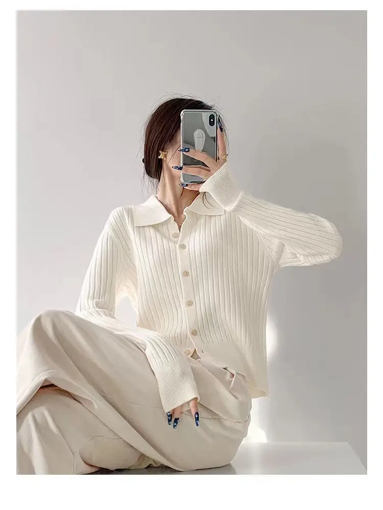 폴로 칼라 캐시미어 가디건 상세 이미지 2